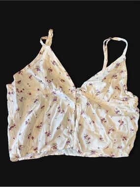Cotton On Cream Floral Button-Front Cami with Purple Blooms